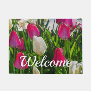 Paillasson Tulipes Roses Et Blanches Painteté Mot De Bienven