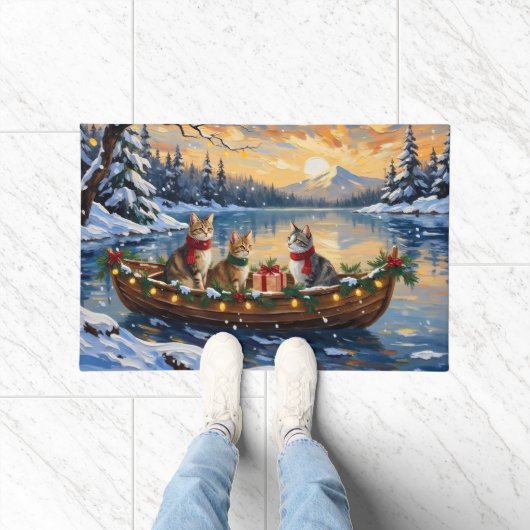 Paillasson Turkish Angora Cat Christmas Boat Holiday (Intérieur)