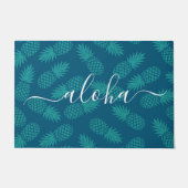 Paillasson Turquoise aloha script ananas motif moderne (Devant)