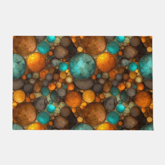 Paillasson Turquoise Brown Abstract Fractal Pattern (Devant)