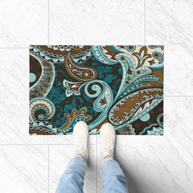Paillasson Turquoise Brown Vintage Paisley (Intérieur)
