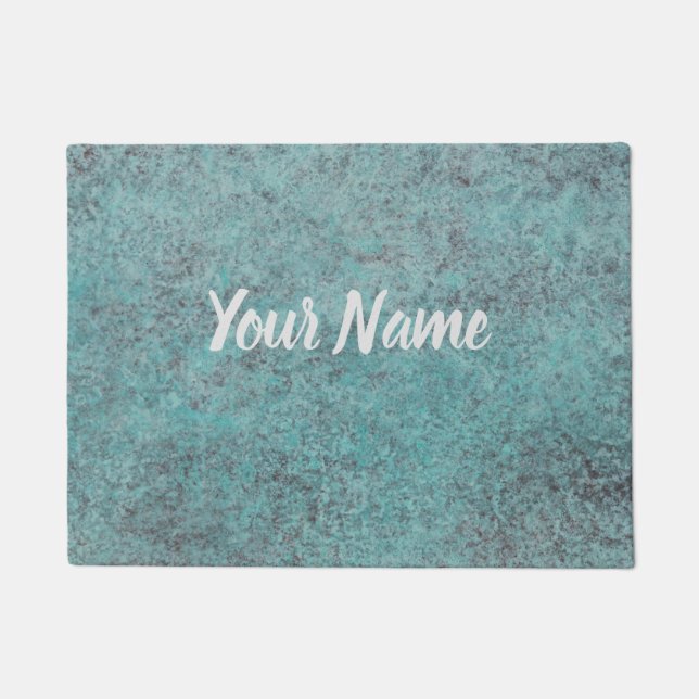 Paillasson Turquoise Copper Patina texture cadeau (Devant)