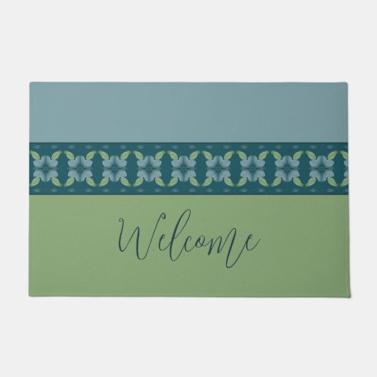 Paillasson Turquoise Et Bleu Avec Vert (Devant)