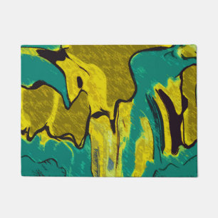 Paillasson Turquoise jaune moutarde Abstrait