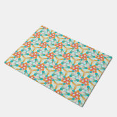 Paillasson Turquoise + Mat Motif géométrique orange (Incliné)