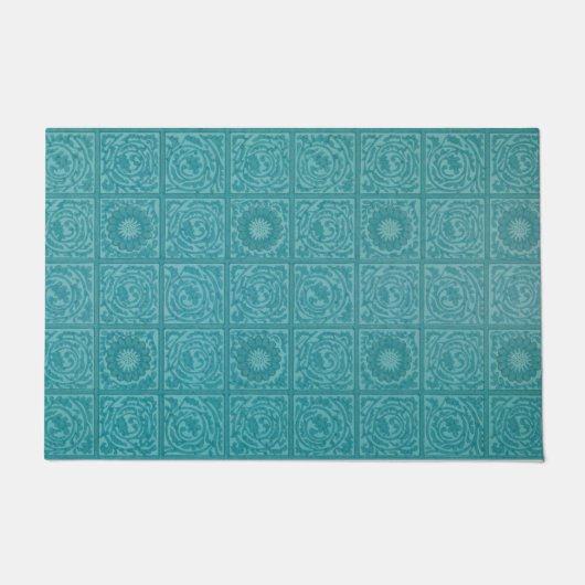 Paillasson Turquoise Tile Motif (par William Morris) (Devant)
