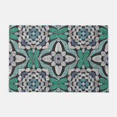 Paillasson Turquoise Vert Turquoise Bleu Noir Orient Tribal A (Devant)