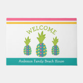 Paillasson Turquoise Welcome 3 Tropical Pineapple Beach House (Devant)