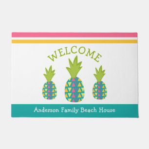 Paillasson Turquoise Welcome 3 Tropical Pineapple Beach House