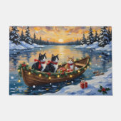 Paillasson Tuxedo Cat Christmas Boat Holiday (Devant)
