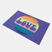 Paillasson Typographie D'Amour Rétro Sur Les Rayures De Couch (Incliné)