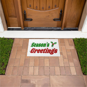 Paillasson Typographie de Noël à Holly Joyeuses Fêtes