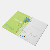 Paillasson Typographie moderne simple à fleurs verte (Incliné)