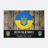 Paillasson Ukraine & drapeau ukrainien Bois rustique / Famill (Devant)