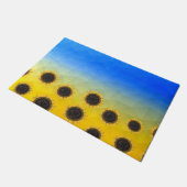 Paillasson Ukraine jaune bleu géométrie maillage motif Fleurs (Incliné)