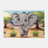 Paillasson Un bébé éléphant qui sonne heureux dans la savane  (Devant)