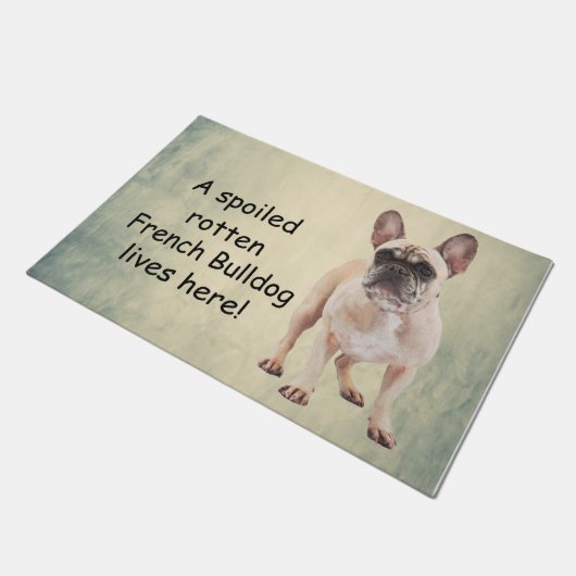 Paillasson Un Chien-taureau français pourri Spoché vit ici (Incliné)
