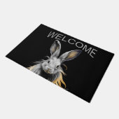 Paillasson Un grand lapin gris au feu Bienvenue (Incliné)