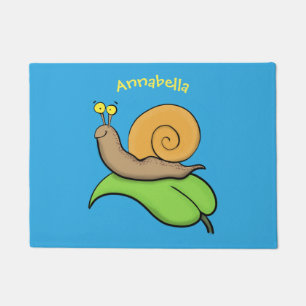 Paillasson Un mignon escargot heureux sur une illustration d'