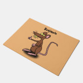 Paillasson Un rat brun mignon pouce vers le haut dessin animé (Incliné)