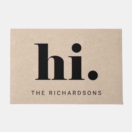 Paillasson Un simple Hi| Typographie audacieuse et moderne (Devant)