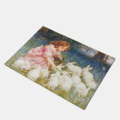 Paillasson Une fille nourrit les lapins (par Frederick Morgan (Incliné)