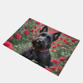 Paillasson "Une rose rouge pour le Terrier écossais noir" (Incliné)