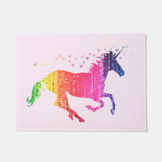 Paillasson Unicorne rose arc-en-ciel