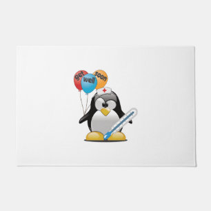 Paillasson Va-t'en bientôt. Infirmière de pingouin.