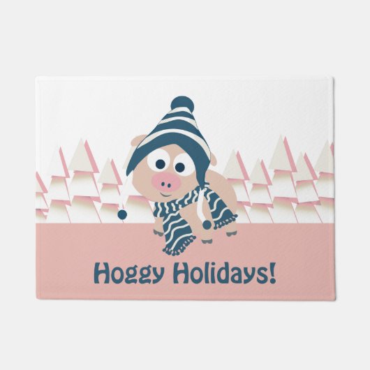 Paillasson Vacances de Hoggy ! Porc rose mignon (Devant)