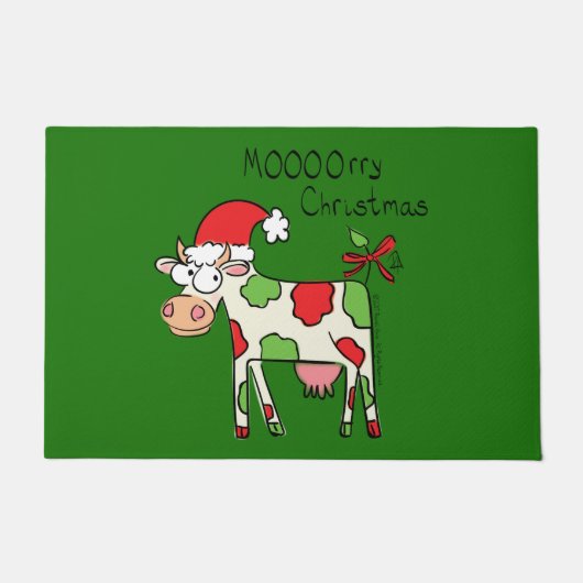Paillasson Vacances de Noël amusantes pour la vache (Devant)