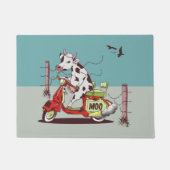 Paillasson Vache avec un cyclomoteur rétro (Devant)