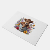 Paillasson Vache Highland dans le seau à fleurs, mignonne (Incliné)