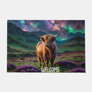 Paillasson Vache Highland sous les étoiles