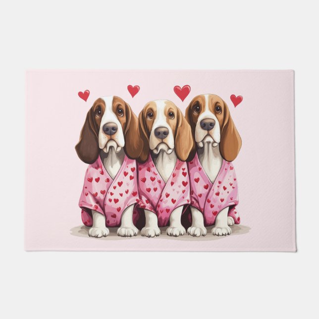 Paillasson Valentines Day Basset Hound Dogs (Devant)