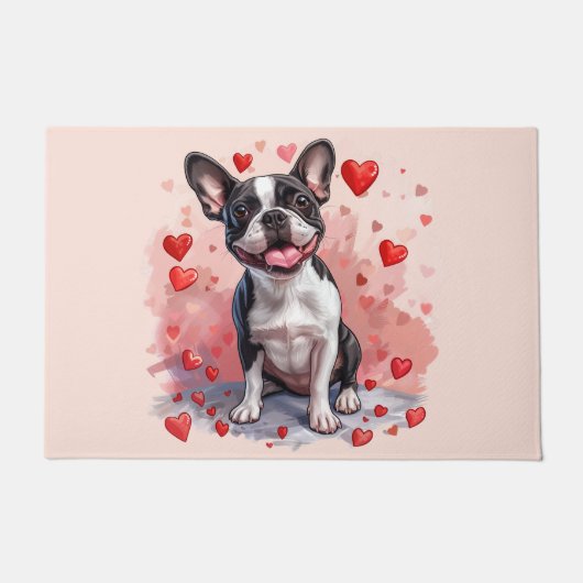 Paillasson Valentines Day Boston Terrier Dog (Devant)