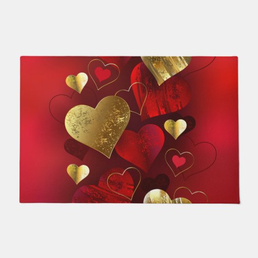 Paillasson Valentines dorées et rouges (Devant)
