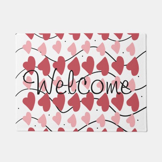 Paillasson Valentines Jour Coeurs Doodle Scribbles (Devant)