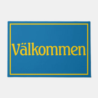 Paillasson Välkommen Bienvenue en couleurs du drapeau suédois