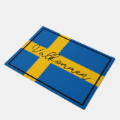 Paillasson Välkommen Custom Swedish Flag Nom de famille (Incliné)