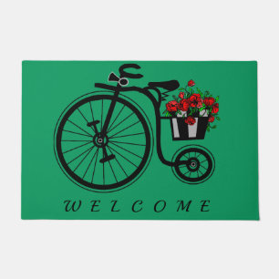 Paillasson Vélo Fleurs Vintages romantiques - Bienvenue