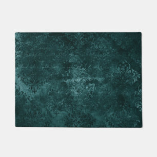 Paillasson Velvety Turquoise Damask Grunge vert foncé Baroq