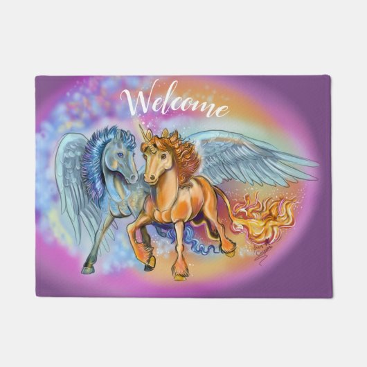 Paillasson Vent et flamme, Pegasus et Unicorne (Devant)