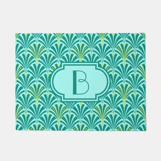 Paillasson Ventilateur Art déco motif - turquoise sur aqua (Devant)