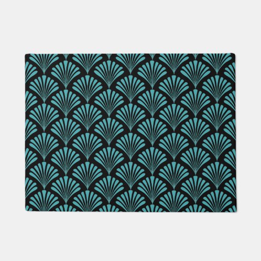 Paillasson Ventilateurs Art déco noir rétro turquoise motif (Devant)