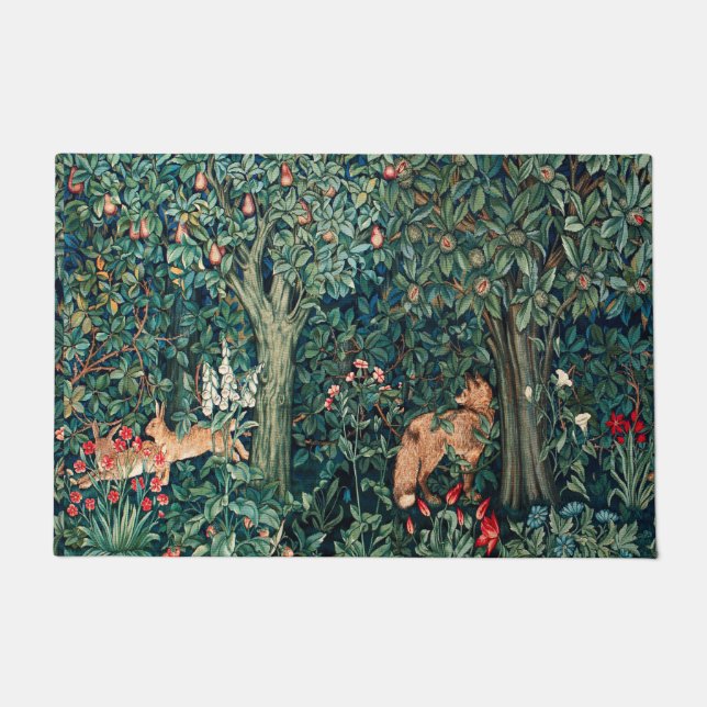 Paillasson VERDURE, Hares d'ANIMAUX FORESTIERS, Renard, Flora (Devant)