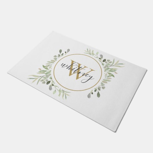 Paillasson Verdure Monogramme Or Girly Script (Incliné)