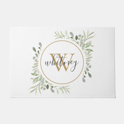 Paillasson Verdure Monogramme Or Girly Script (Devant)
