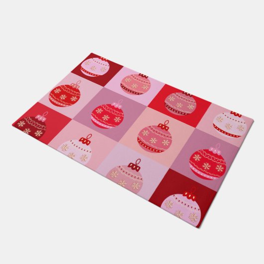 Paillasson Vérification De Noël - Ornements Roses Et Rouges À (Incliné)