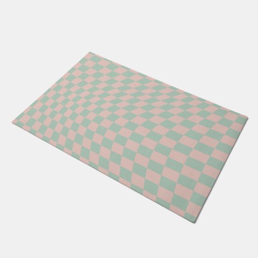 Paillasson Vérifier Motif Sage Vert Et Beige Checkerboard (Incliné)